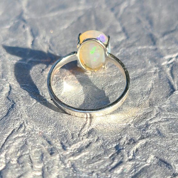 COPY-Ethiopian Opal Ring Size 7 Sterling Silver-Opal Jewelry-Opal Stone-Birth… - Picture 9 of 10